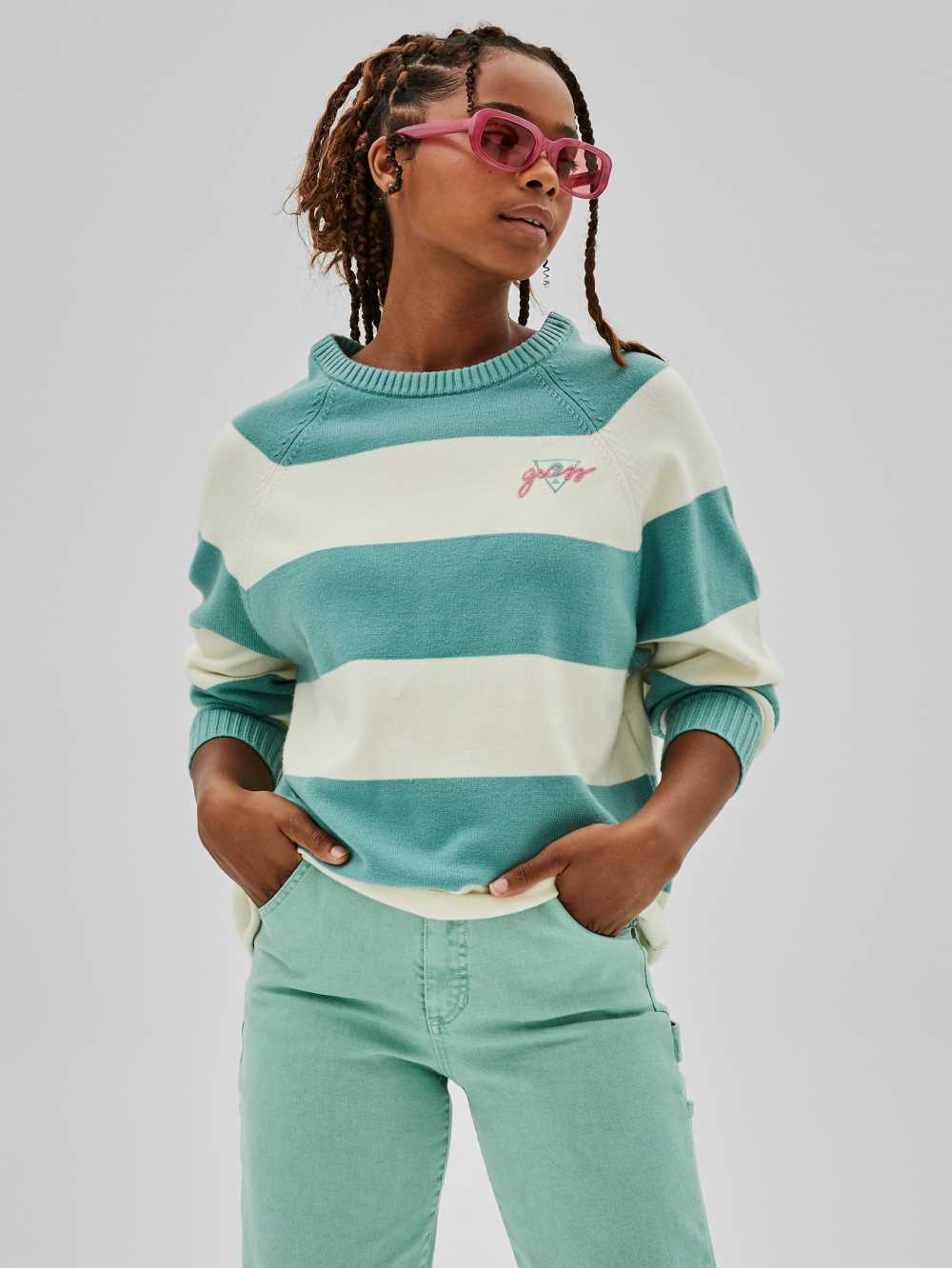 White Multicolor Women's Guess Originals x Anna Nicole Smith Raglan Sweaters Australia Sale | 028BDEAXN
