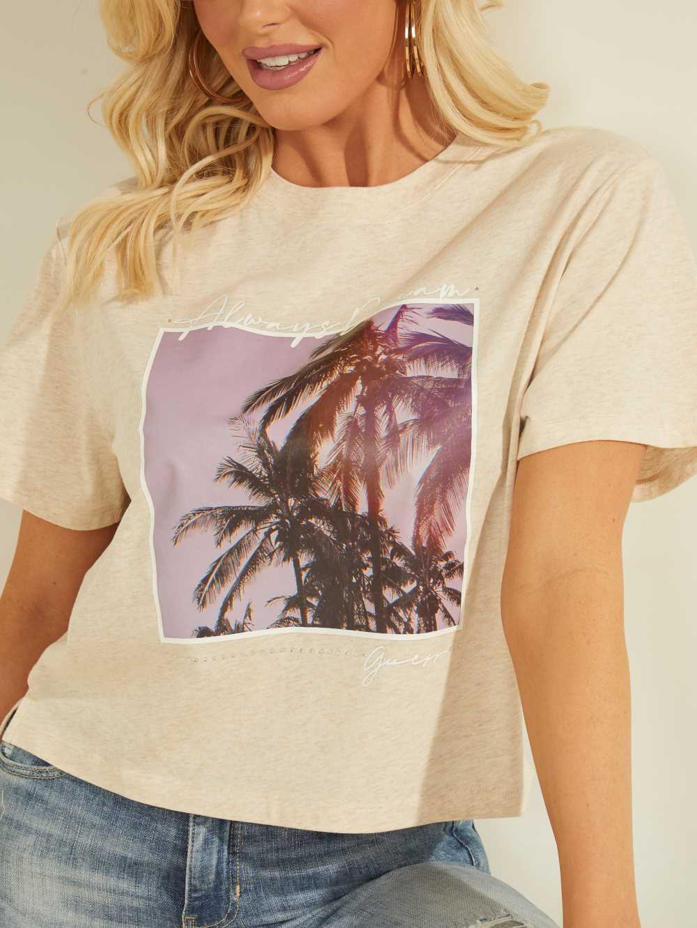 White Women's Guess Corinne Palms T-shirt Australia Sale | 068LZIOUY