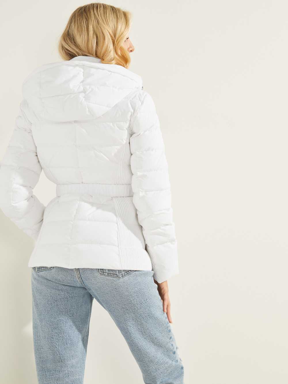 White Women's Guess Eco Claudiaed Down Puffer Jackets Australia Sale | 329PNMRSI
