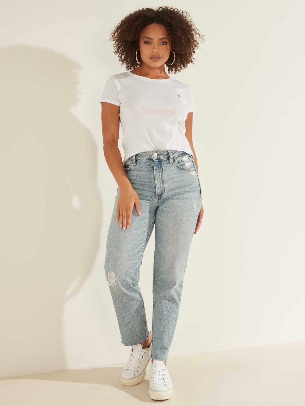 White Women's Guess Eco Logo Baby T-shirt Australia Sale | 367KOLHIU