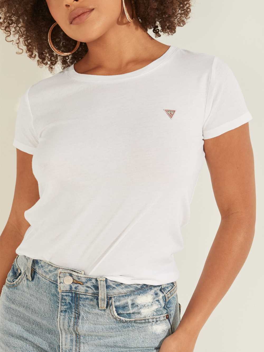 White Women's Guess Eco Logo Baby T-shirt Australia Sale | 367KOLHIU
