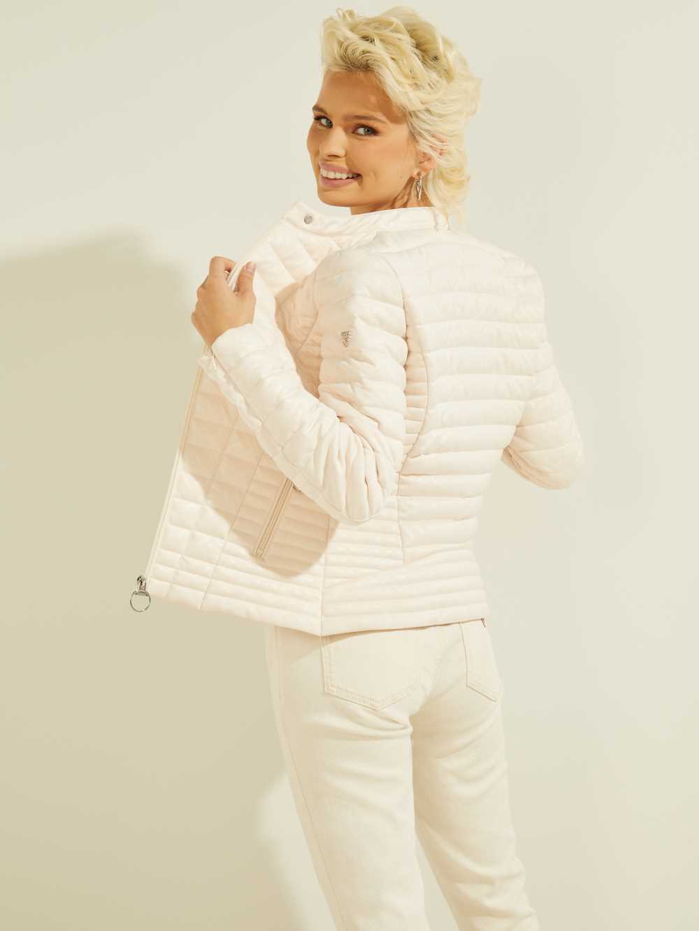White Women's Guess Eco Vona Logo Jackets Australia Sale | 047TJMSKW