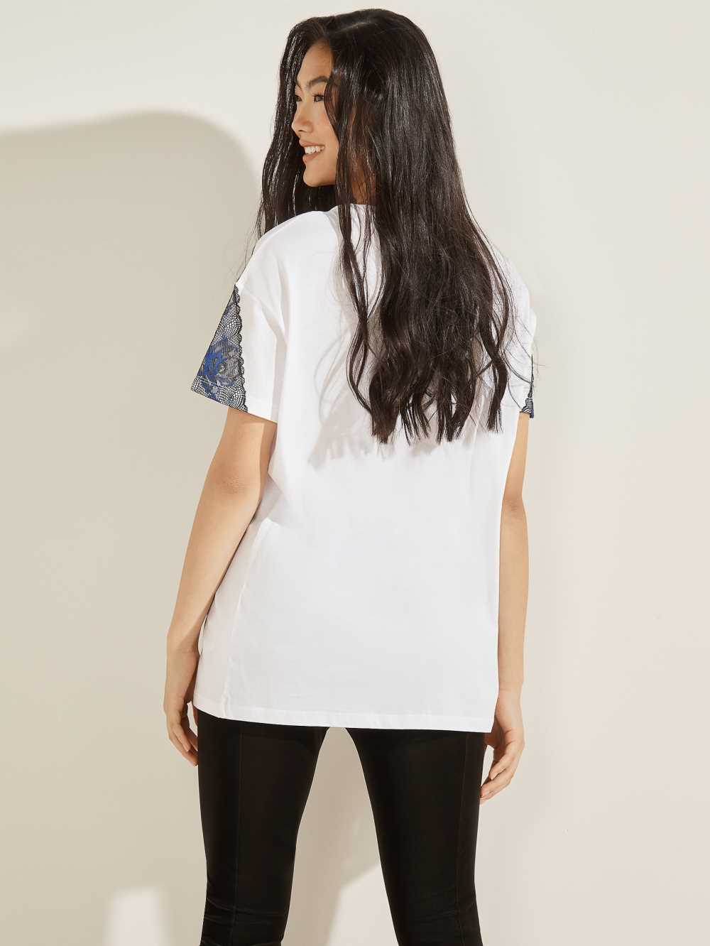 White Women's Guess Elaia T-shirt Australia Sale | 891ICGNOZ