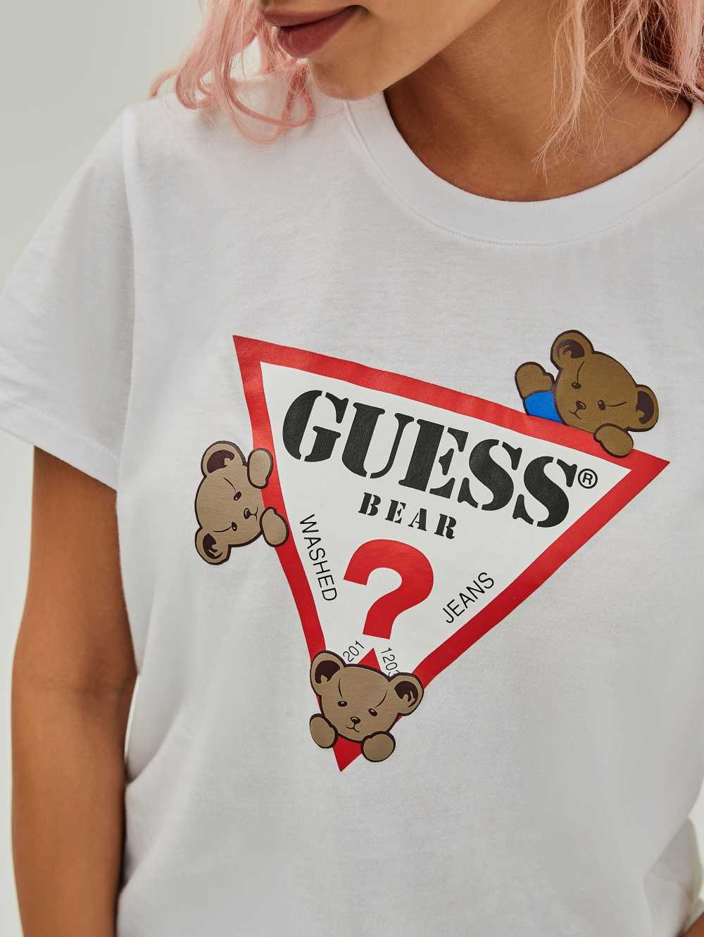 White Women's Guess Kaira Easy T-shirt Australia Sale | 601MLBDPR