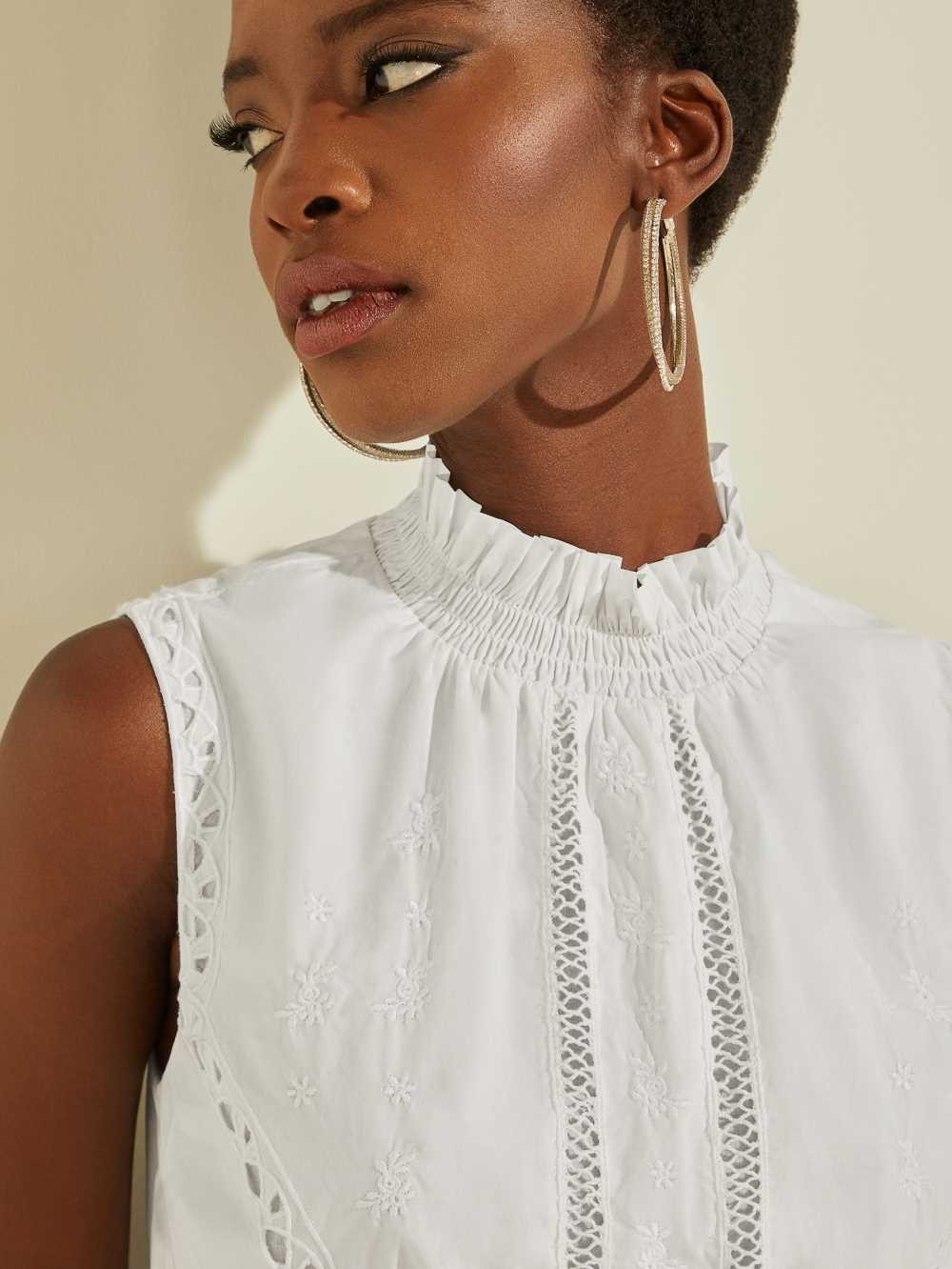 White Women's Guess Kora Top Tops Australia Sale | 648AJHPWC