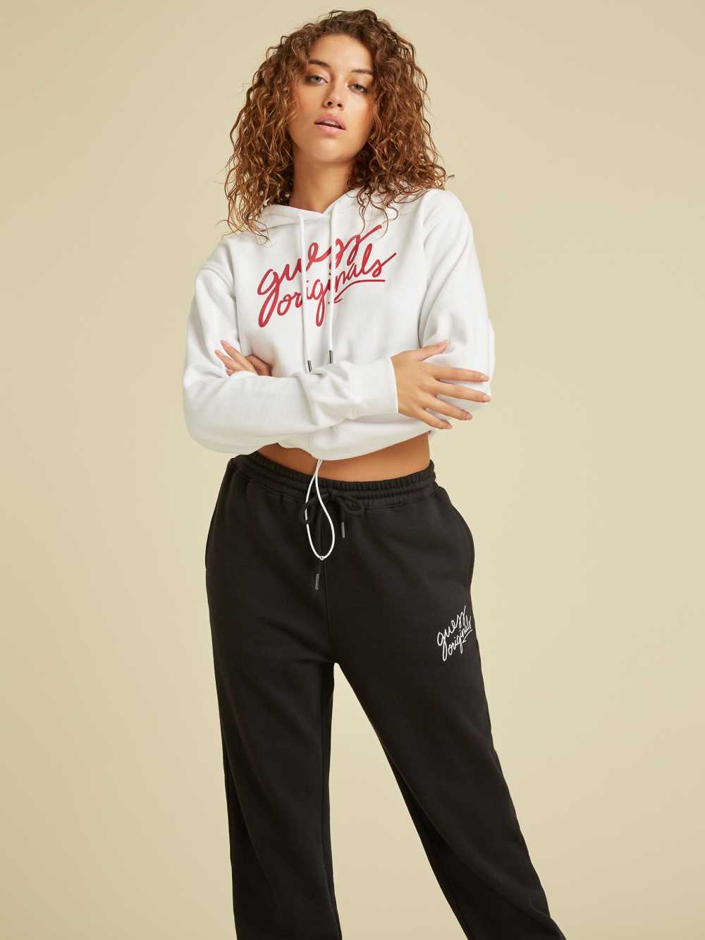 White Women's Guess Originals Cropped Hoodie Australia Sale | 316IVUKYO