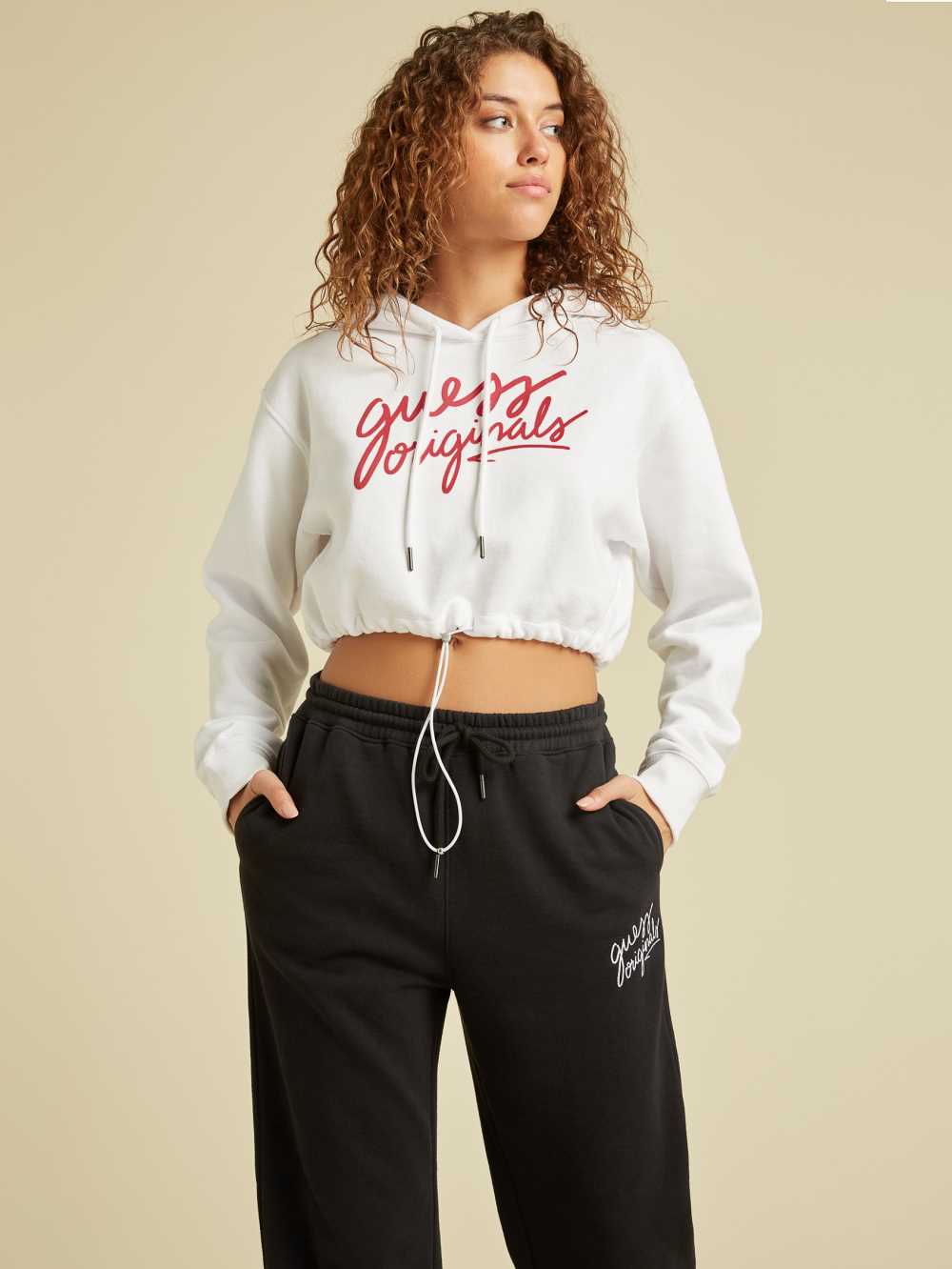 White Women\'s Guess Originals Cropped Hoodie Australia Sale | 316IVUKYO