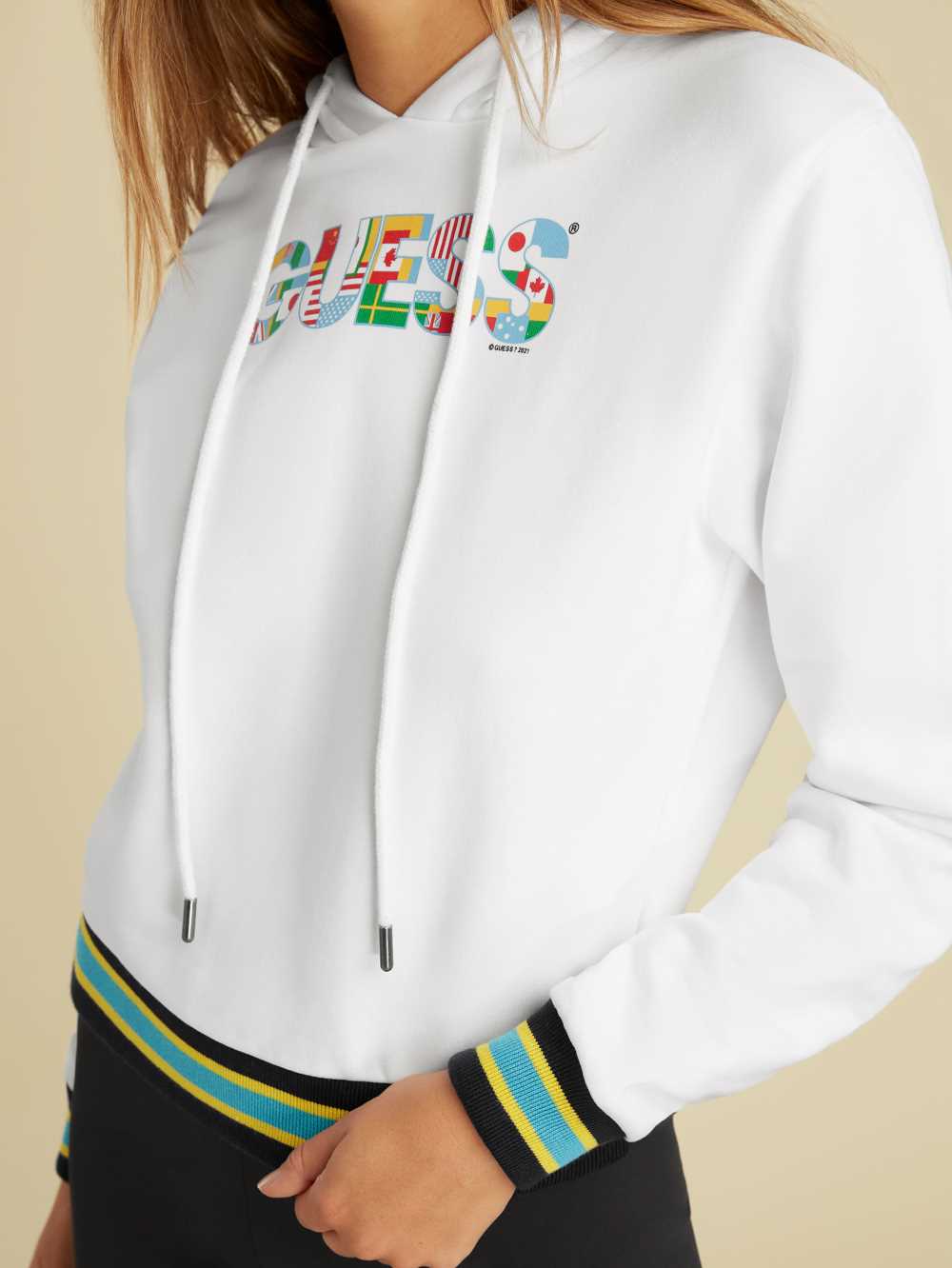 White Women's Guess Summer Games Logo Hoodie Australia Sale | 754ECMLTA