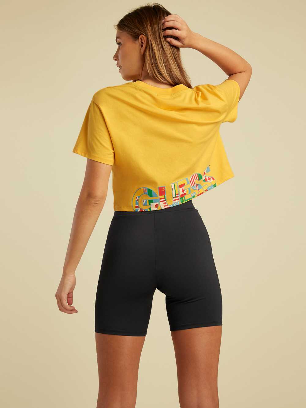 Yellow Women's Guess Summer Games Crop T-shirt Australia Sale | 629HADVBL